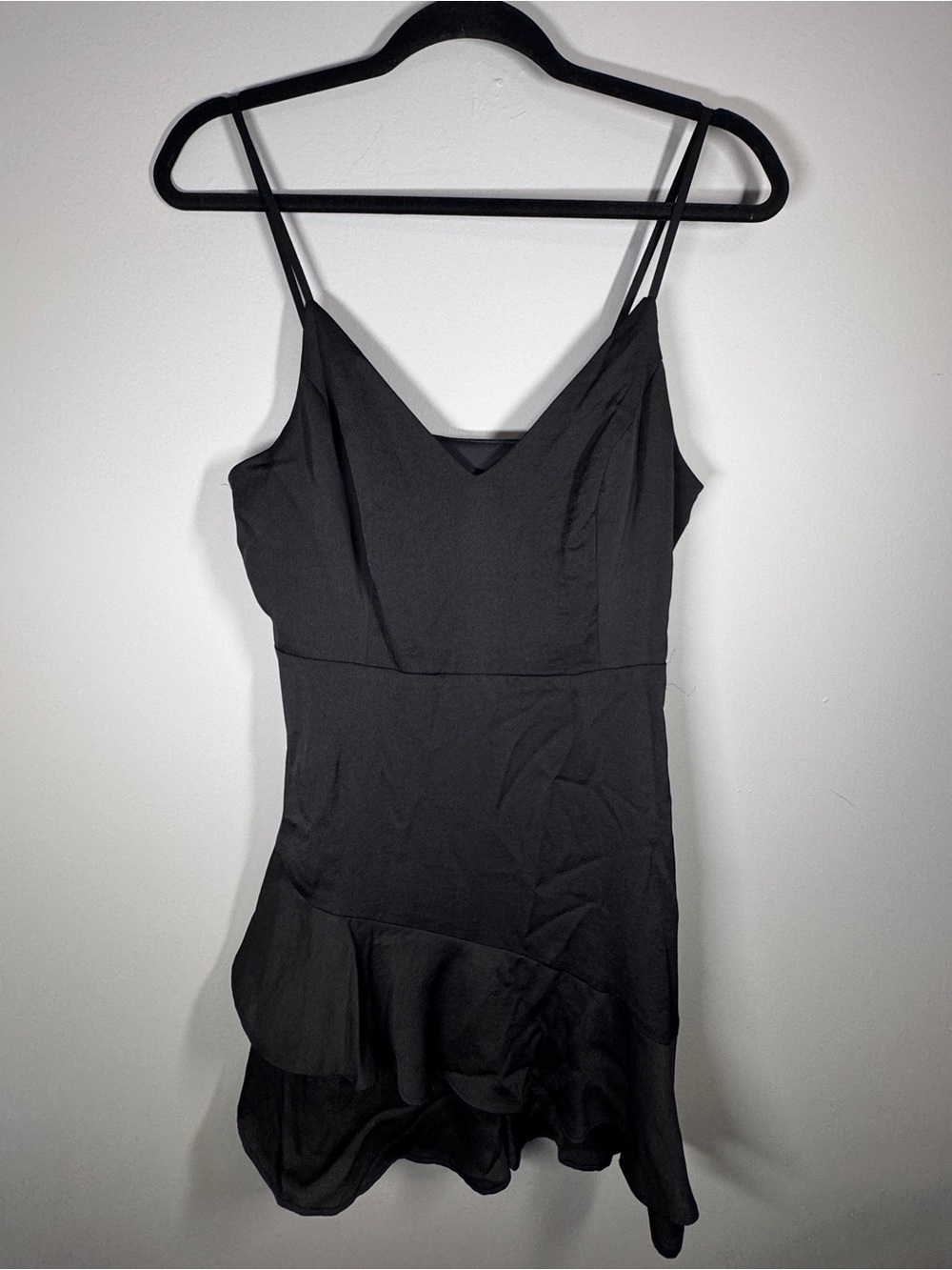 Express Black Spaghetti Strap‎ Ruffle Hem Mini Dress - Picture 2 of 4